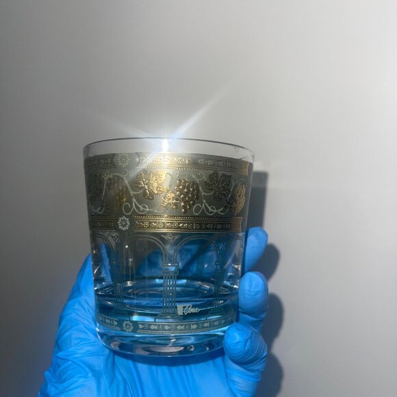 Cera Set of Five "Golden Grapes" Green Rocks Glasses Vintage Classic - Picture 2 of 5